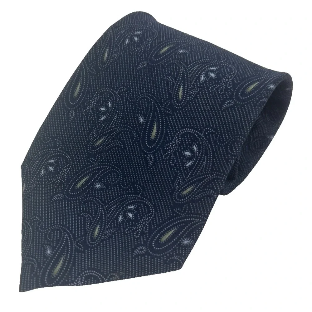Nautica Men's Designer Navy  Blue Paisley Print Novelty Neck Tie 100% Silk